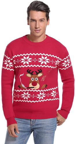 Abollria Maglione da Uomo per Natale Maglie Maniche Lunghe per Autunno Inverno Pullover Maglione per Natale