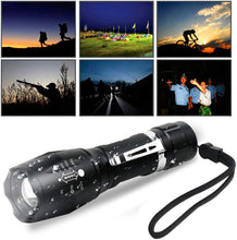 Carica l&#39;immagine nel visualizzatore di Gallery, Tattico torcia CREE LED 2000LUMEN super luminoso regolabile Focus XML T6 Torcia portatile campeggio impermeabile 5 modalità luce, Carica USB con 2 batterie
