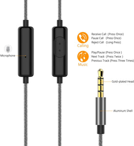 Gritin Auricolari, Cuffie Auricolare in-Ear con Microfono, Isolamento del Rumore, Alta Definizione, Bassi Potenti, Suono Puro - Grigio
