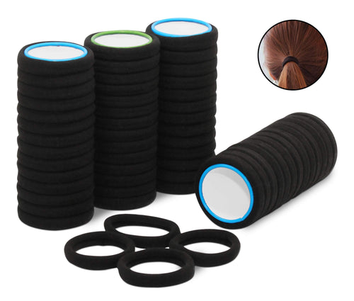 50 pezzi di elastici neri per capelli cotone pregiato, ideale nero - Ilgrandebazar