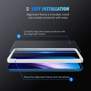 [4 Pezzi] SPARIN Pellicola Vetro Temperato Compatibile con Xiaomi Redmi Note 8 / Note 7, Pellicola Protettiva per Redmi Note 8/ Note 7 [Cornice di allineamento] [Ultra Resistente] [Durezza 9H]