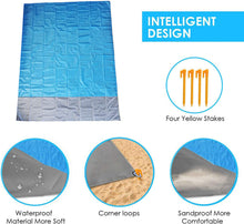 Carica l'immagine nel visualizzatore di Gallery, ZFYQ Coperta da Spiaggia, 140x200cm Anti Sabbia Impermeabile Portatile Coperta da Picnic con 4 Picchetti Fixed per Picnic, Spiaggia, Viaggi, Escursionismo, Campeggio e Altro