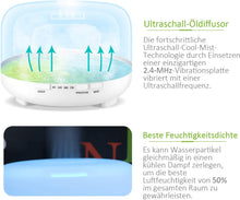 Carica l'immagine nel visualizzatore di Gallery, Diffusore di Oli Essenziali, AIMASON 500ml Diffusore di Aromicon modalità regolabile, senza BPA, timer e spegnimento automatico , Diffusore Ambiente Luci Notturne 7 Colori, Senza BPA, Bianco