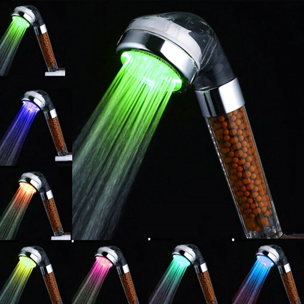 Amison - Soffione doccia a LED, cambia colore, a risparmio idrico, 7 colori,... - Ilgrandebazar