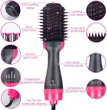 Carica l'immagine nel visualizzatore di Gallery, Wolady Spazzola soffiatrice per capelli multifunzionale 4 in 1 Spazzola Asciugacapelli Aria Calda Ionica di 3 Temperatura Regolabile per Capelli Lisci e Luminosi,Onde morbide o Ricci Stretti