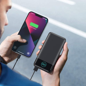 AXNEB Power Bank 13800mAh,Ultra Sottile & Leggero Caricatore Portatile con Display LCD,3A PD USB C Ingressi&Uscite Powerbank con Torcia LED Batteria Esterna per iPhone Samsung Huawei Xiaomi ECC-Nero