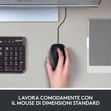 Carica l'immagine nel visualizzatore di Gallery, Logitech B100 Mouse USB Cablato, 3 Pulsanti, Rilevamento Ottico, Ambidestro, PC/Mac/‎Laptop, ‎Nero