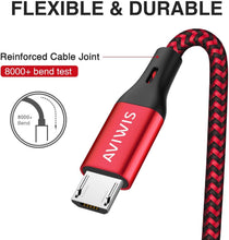 Carica l'immagine nel visualizzatore di Gallery, Cavo Micro USB, AVIWIS [3Pezzi 2M] Cavi Micro USB Rapida Ricarica Nylon Intrecciato Caricabatterie Android di Ricarica Compatible with Samsung Galaxy S7/S6/J7/Note5,Huawei,Nokia,Kindle
