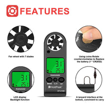 Carica l&#39;immagine nel visualizzatore di Gallery, Anemometer Handheld Wind Speed Meter Gauge HoldPeak 816b Anemometro Digitale - Ilgrandebazar