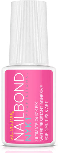 NYK1 Nail Bond Colla per Unghie Finte Super Forte, Adesivo per Tip - Qualità Professionale da Salone di Bellezza - Perfetta per Nail Art con Acrilico, Gemme, Decorazioni, Trasparenti Bianche