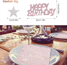 Carica l&#39;immagine nel visualizzatore di Gallery, APERIL 32 Pezzi Tovaglioli Compleanno Oro Rosa, Tovaglioli di Carta per Decorazioni per Feste, 30g Happy Birthday coriandoli in Oro Rosa con Stelle Argento