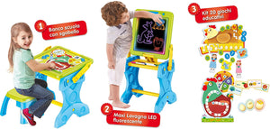 Lisciani Giochi- Carotina Banchetto-Lavagna LED 3 in 1 Gioco per Bambini, Multicolore, 77465