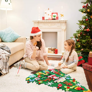 WOTEK Albero Natale Feltro DIY Alberi Natale Artificiali Addobbi Educativo Giocattolo Regalo Bambini per Decorazioni Murali Natalizie da Parete, Porte, Ufficio, Aula - 40 Ornamenti (100cm*60cm)