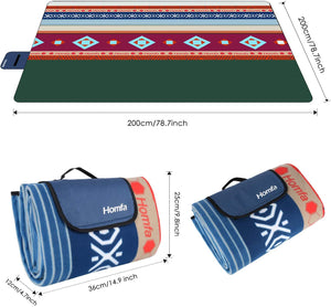 Homfa Coperta per Picnic 200 x 200 cm, Tappeto Impermeabile Grande Pieghevole Portable Tre Strati Picnic Stuoie per Spiaggia Campeggio Giardino, Giallo/Verde