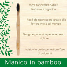 Carica l'immagine nel visualizzatore di Gallery, TheBDM Spazzolini da denti in bamboo naturale ecologico biodegradabile antimuffa - setole in carbone vegetale, senza BPA, vegan, confezione sostenibile (Setole Dure)
