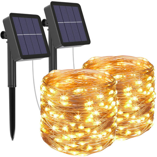 [2 Pacchi] Luci Solari Esterno, Litogo 12m 120 LED Catena Luminosa Esterno Filo Luci Led 8 modalità Lucine da Esterno Decorative Per Giardino, Natale, Patio, Cancello, Cortile, Matrimonio, Festa