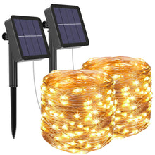 Carica l'immagine nel visualizzatore di Gallery, [2 Pacchi] Luci Solari Esterno, Litogo 28m 240 LED Catena Luminosa Esterno Filo Luci Led 8 modalità Lucine da Esterno Decorative Per Giardino, Natale, Patio, Cancello, Cortile, Matrimonio, Festa Bianco Caldo[2 Pezzi]