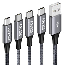 Carica l'immagine nel visualizzatore di Gallery, RAVIAD Cavo USB [4Pezzi, 0.5m 1m 2m 3m] Nylon Intrecciato Cavo USB Tipo C di Ricarica Rapida e Trasmissione per Samsung Galaxy S10/ S9/ S8 Plus, Huawei P30/ P20/ Mate20, Sony Xperia XZ (Grigio)