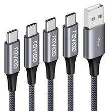 Carica l'immagine nel visualizzatore di Gallery, RAVIAD Cavo USB [4Pezzi, 0.5m 1m 2m 3m] Nylon Intrecciato Cavo USB Tipo C di Ricarica Rapida e Trasmissione per Samsung Galaxy S10/ S9/ S8 Plus, Huawei P30/ P20/ Mate20, Sony Xperia XZ (Grigio)