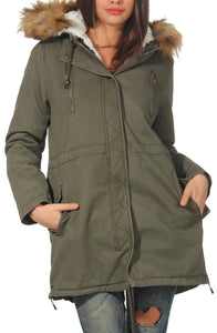 Malito Donna Foderato Parka Cappuccio Trenchcoat Cappotto-Invernale 81099... - Ilgrandebazar