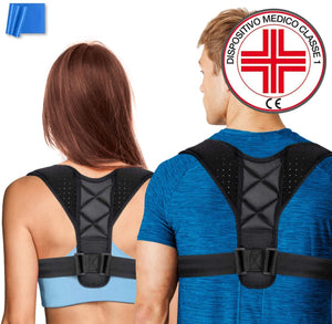 Correttore Postura Uomo Donna - Athlitis - Fascia Posturale Spalle e Schiena Regolabile, Supporto per Schiena Dritta e Raddrizza Spalle, Fascia Elastica ed E-Book inclusi