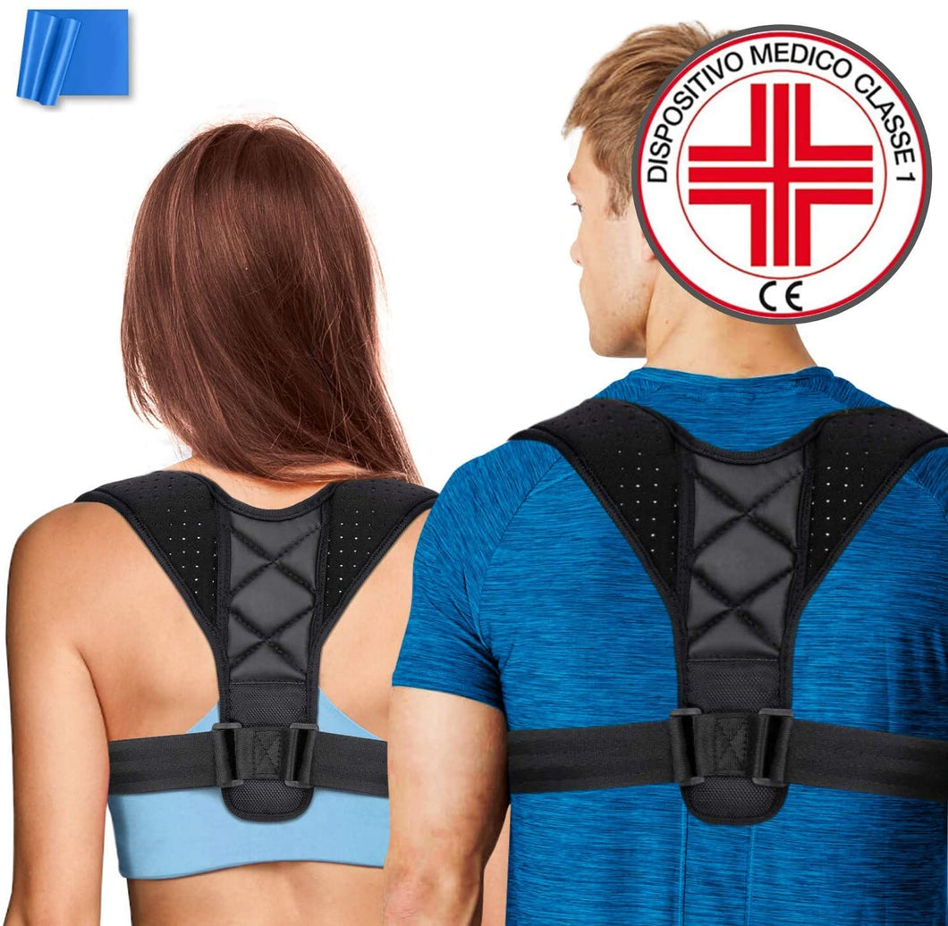 Correttore Postura Uomo Donna - Athlitis - Fascia Posturale Spalle e Schiena Regolabile, Supporto per Schiena Dritta e Raddrizza Spalle, Fascia Elastica ed E-Book inclusi