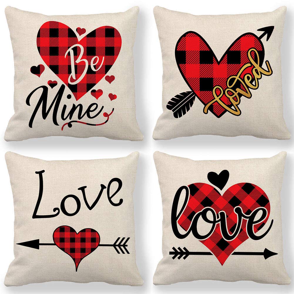 WENTS Cuscino San Valentino 4PCS Red Love Federa per 45 x 45 cm - Ilgrandebazar