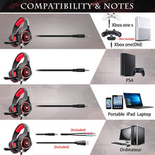 Carica l&#39;immagine nel visualizzatore di Gallery, Beexcellent GM-1, Cuffie da gaming con microfono e Bass stereo, Cancellazione del rumore, Controllo del volume, Illuminazione a LED, Colore Rosso