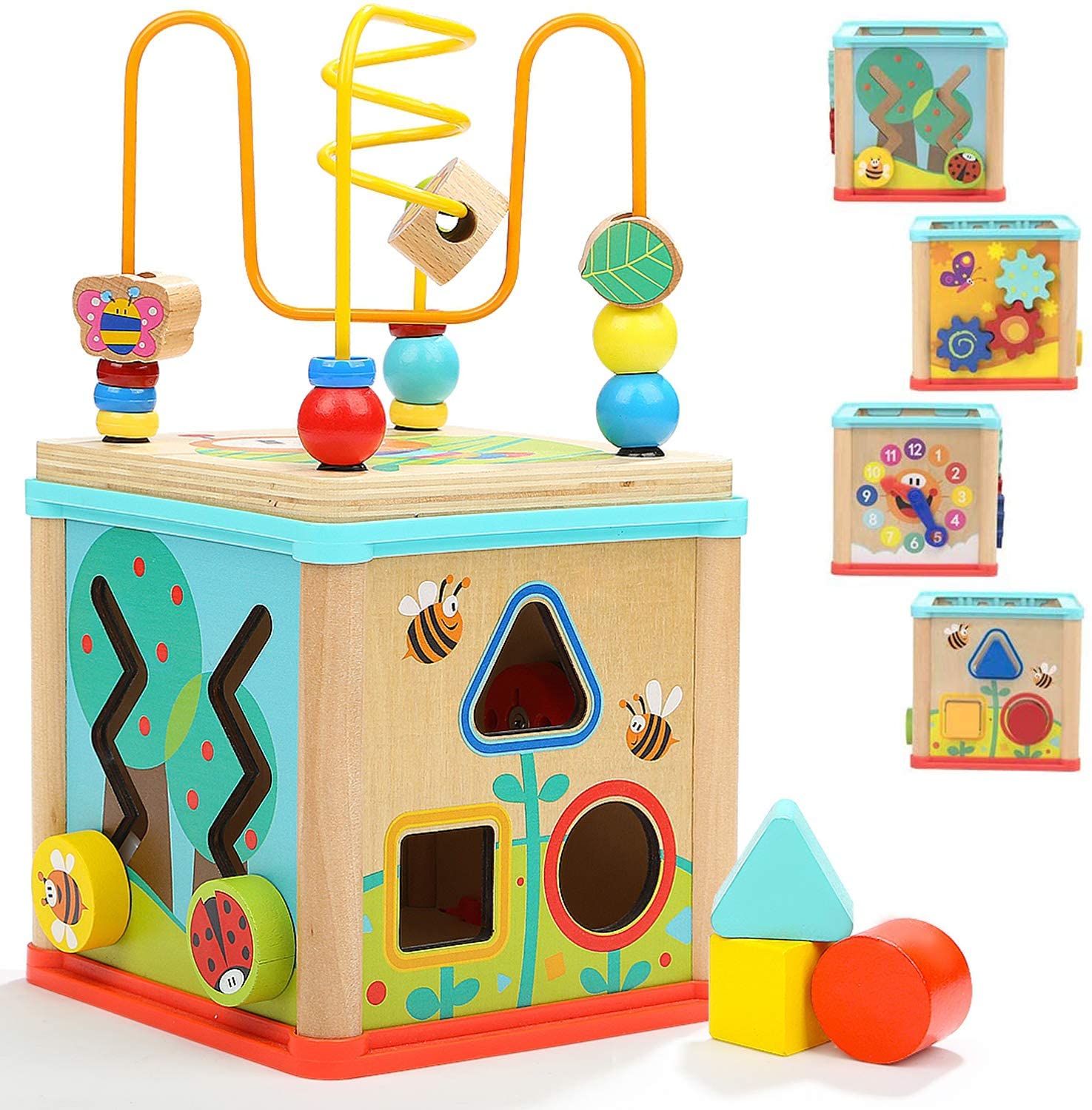 TOP BRIGHT Cubo Multiattività Legno 5 in 1 – Cubo Interattivo - Giochi –