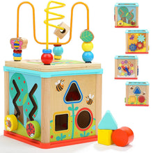 Carica l'immagine nel visualizzatore di Gallery, TOP BRIGHT Cubo Multiattività Legno 5 in 1 – Cubo Interattivo - Giochi Bambini 1 Anno, 2 Anni – Gioco Incastri con Forme Legno per Lo Sviluppo Cognitivo
