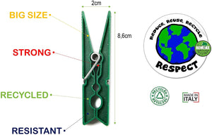 CSC Remake Plastica 95% Riciclata. Set 40 Mollette Ecologiche. Ideali per Bucato, Foto, Decorative. Stampo monoblocco. Resistenti e Antivento. Confezione 40 Pezzi
