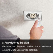 Carica l&#39;immagine nel visualizzatore di Gallery, Wowatt Faretti Led da incasso Per Cartongesso 6 x GU10 Faretti a Led 6W 600lm Luce Bianca Calda 2800K Quadrato Orientabile Lampada da incasso RA83 Pari a Alogena 50W NON Dimmerabile AC 220V Interno