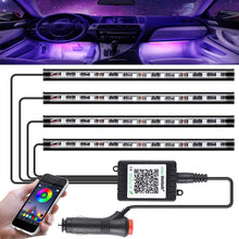 Carica l'immagine nel visualizzatore di Gallery, GOLDGE Striscia LED Auto con Controllo APP, Striscia Luci Interne con 48 LED RGB per Auto, 8 Colori 4 Modalità Musica Kit di Illuminazione, DC 12V [Classe di Efficienza Energetica A++]