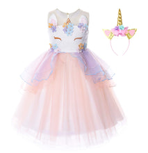 Carica l&#39;immagine nel visualizzatore di Gallery, JerrisApparel Ragazza Unicorno Ruffles Fiori Abito Principessa Festa Vestito... - Ilgrandebazar