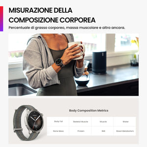 Amazfit Balance Smart Watch, NFC, AI Fitness Coach Tracker del sonno e della salute con misurazione della composizione corporea, GPS, Alexa, Bluetooth, Batteria di 14 giorni, Display AMOLED da 1,5"