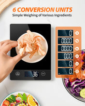 Carica l'immagine nel visualizzatore di Gallery, Bilancia da cucina digitale, Bilancia da cucina in vetro elegante da 10 kg con funzionamento a pulsante touch, alta precisione 1g e funzione tara, ideale per uso domestico e culinario (Nero)