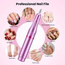 Carica l&#39;immagine nel visualizzatore di Gallery, Fresa per Unghie Professionale, Sicuro, 11 in 1 Portatile kit Manicure e Pedicure Elettrico,20000 RPM Velocità Regolabile, Trapano Chiodo per Casa e Salone con Set Strumenti di Lucidatura Viola