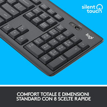 Carica l'immagine nel visualizzatore di Gallery, Logitech MK295 Kit Mouse e Tastiera Wireless, Tecnologia Silenttouch, Tastierino Numerico, Tasti Scelta Rapida, Tracciamento Ottico, Ricevitore USB Nano, Layout Italiano Qwerty, Grigio