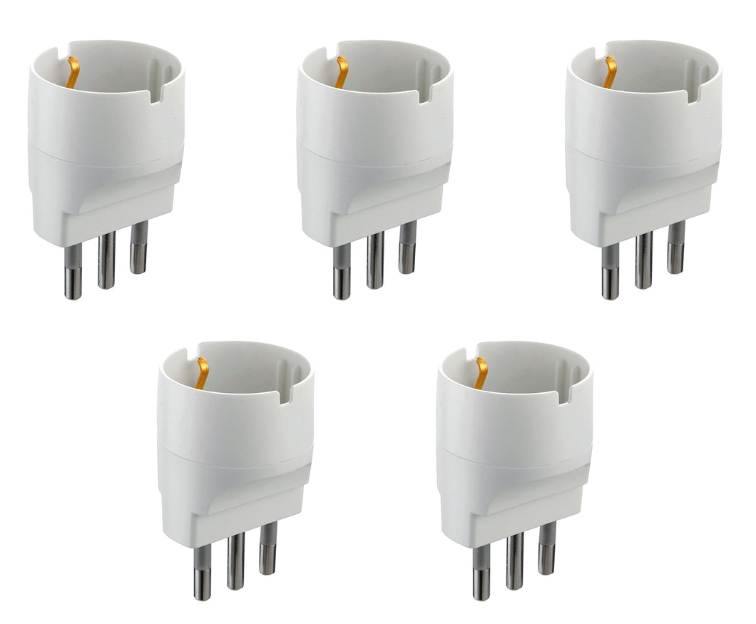 Electraline 92291 Set 5 Adattatori da Schuko a Spina Confezione 5, Bianco - Ilgrandebazar
