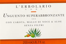 Carica l&#39;immagine nel visualizzatore di Gallery, L&#39;Erbolario, Unguento Super Abbronzante, con Carota, Mallo di Noce e Aloe, 200 ml
