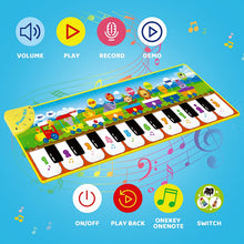 Carica l'immagine nel visualizzatore di Gallery, RenFox Tappeto Musicale, Tappetino per Pianoforte Tappetino da Ballo con 10 Tasti, 8 Versi Animali e 3 Strumenti Musicali, Giocattoli Educativi Regalo Ideale per Bambini 1 2 3 Anni Treno di Animali