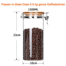 Carica l&#39;immagine nel visualizzatore di Gallery, KKC Barattolo caffè 1.5 L / 500g Contenitore in Vetro 1,5 L, Trasparente - Ilgrandebazar