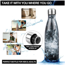 Carica l&#39;immagine nel visualizzatore di Gallery, Bottiglia Acqua in Acciaio Inox - 350/500/750ml, 500ml, Nero Galassia - Ilgrandebazar
