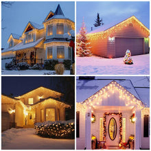 Carica l&#39;immagine nel visualizzatore di Gallery, Luci Natale Esterno Cascata, BrizLabs 8.8M 360 LED Tenda Luminosa Catena Luminosa Interno Luci Stringa Decorazione Natalizie 8 Modalità con Telecomando per Casa Feste Giardino Finestra, Bianco Caldo
