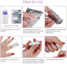 Carica l'immagine nel visualizzatore di Gallery, Ealicere 200PCS Remover Foil Wraps Compresse Remover, Fogli di Alluminio per Rimuovere lo Smalto, 1 spingi cuticole da manicure e 1 lima per unghie