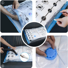 Carica l'immagine nel visualizzatore di Gallery, Amazon Basics - Sacchetti sottovuoto con pompa a mano, confezione da 12 (3 jumbo, 3 grandi, 3 medi, 3 piccoli) 12-Pack Single