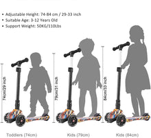 Carica l&#39;immagine nel visualizzatore di Gallery, WeSkate Monopattino Bambini a 3 Ruote Illuminate per Ragazze e Ragazzi Monopattino Pieghevole e Regolabile in Altezza, Carico Massimo 50 kg