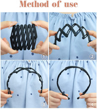 Carica l'immagine nel visualizzatore di Gallery, Hanyousheng Cerchietti per Capelli, 3 Pezzi Fasce per Capelli, Cerchio per Capelli Pieghevole, Fascia per Capelli Tascabile Retrattile, Accessori per Capelli Uomo e Donna, con Ziplock Bag(3 Colore)