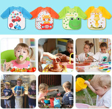 Carica l'immagine nel visualizzatore di Gallery, Vicloon Bavaglino a Manica,Set di 4 Bavaglino Bambini Impermeabile con Maniche Lunghe e Allacciatura Sulla Schiena, per Dipingere, Giocare e Mangiare Piccoli da 6 Mesi a 3 Anni