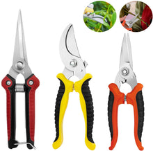 Carica l'immagine nel visualizzatore di Gallery, Wodasi Cesoie da Potatura, 3 Pezzi Forbici Potatura Professionali, Forbice Giardino, Forbice da potatura Multiuso Lama Curva Forbici da Fiori per Giardino, Cesoie per Giardinaggio con Acciaio Inox